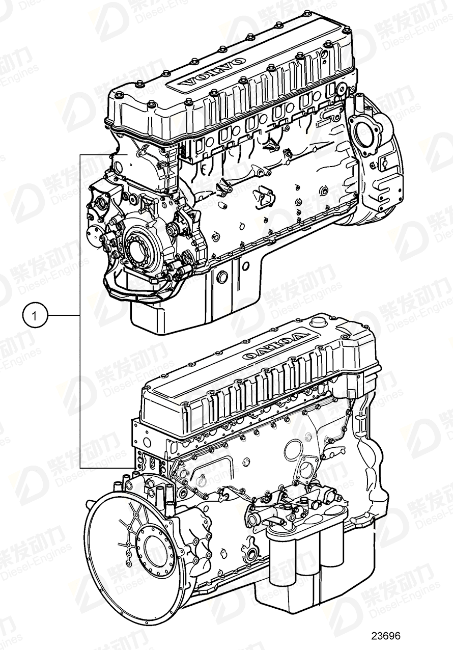 VOLVO Longblock engine 3801111 Drawing